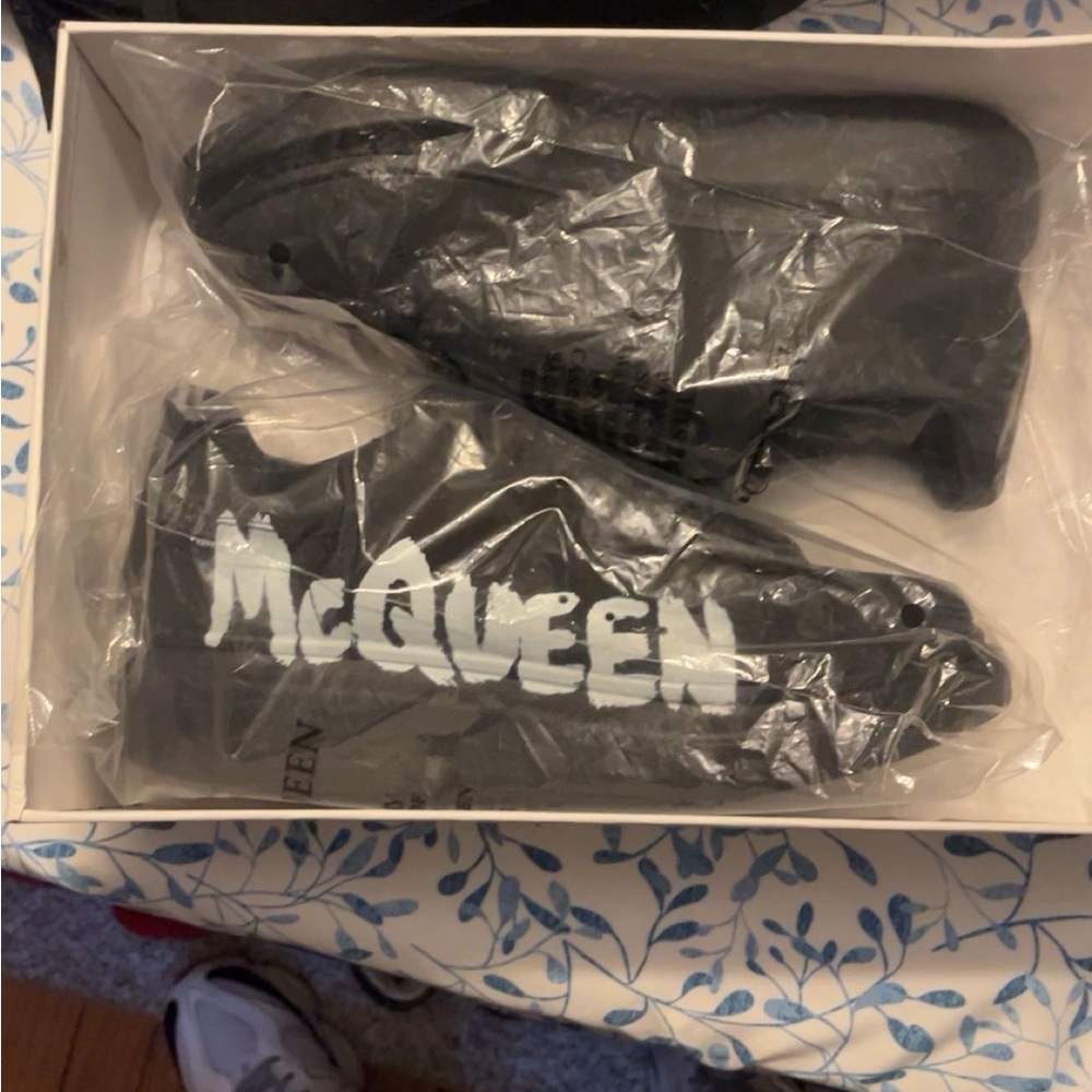 Alexander McQueen Black Sneakers with White Logo